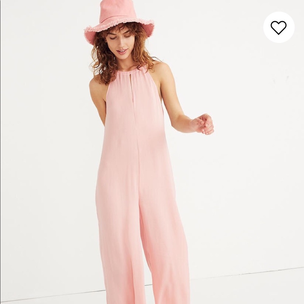 Madewell Keyhole Wide-Leg Jumpsuit in Pink Icing